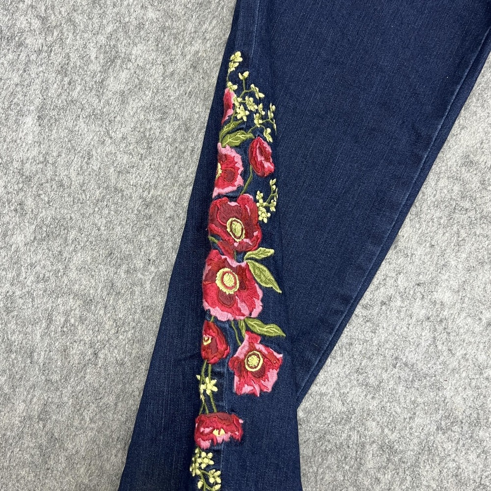 Martha Stewart Jeans Womens 22W Blue TSV Skinny High Rise Floral Embroidered - Picture 8 of 16